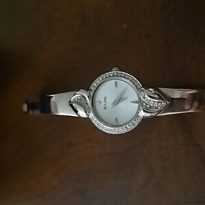 Bulova watch women silver color